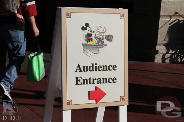 Signs to guide the audience to their waiting area.