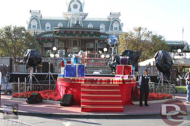 The stage for the parade host.