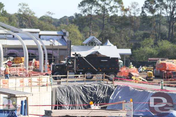 A pit where the Mine Coaster is going.  In the distance you can see the new train station taking shape.