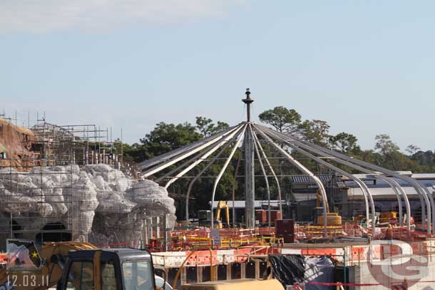 This is one of the old tents.  Looks like it is staying, just going to be redone.  On the left is the rockwork around the Little Mermaid.