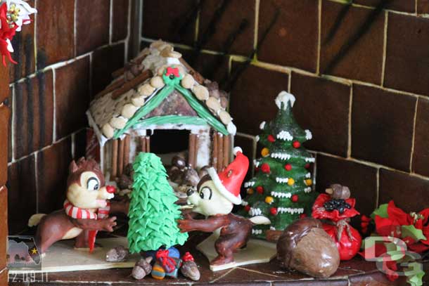 A closer look at the gingerbread creation.