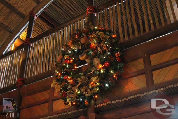 A wreath over the entrance.