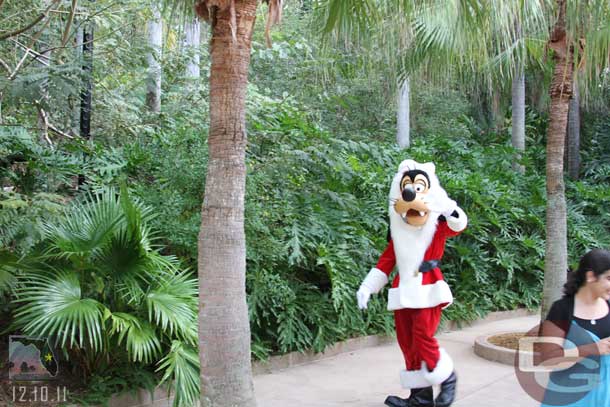 Arrived at the Animal Kingdom and was greeted by Santa Goofy.