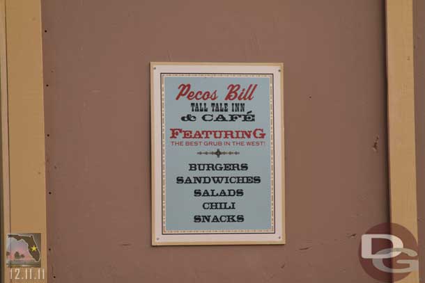 Pecos Bill was open during the work.