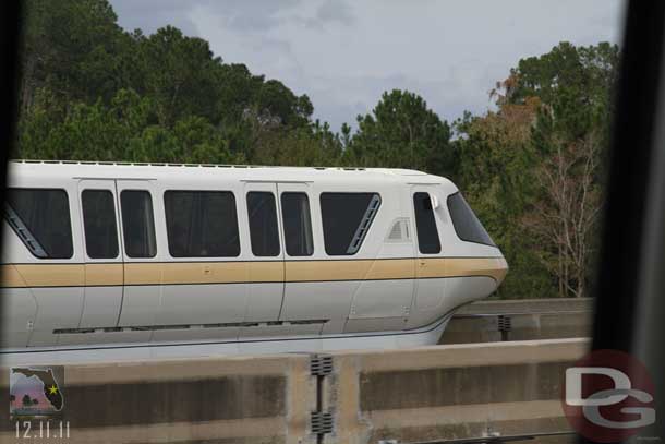 The newest WDW monorail, Monorail Peach which came online back in October.