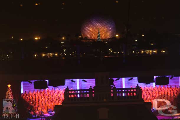 From the center window.  Imagine how this originally looked when there was no building there and the stage was not enclosed.  What a great view!