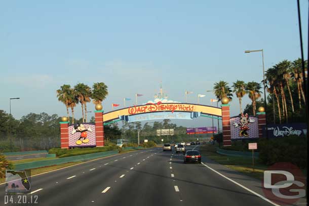 Where the vacation truly begins.. the sign marking the start of Disney World!