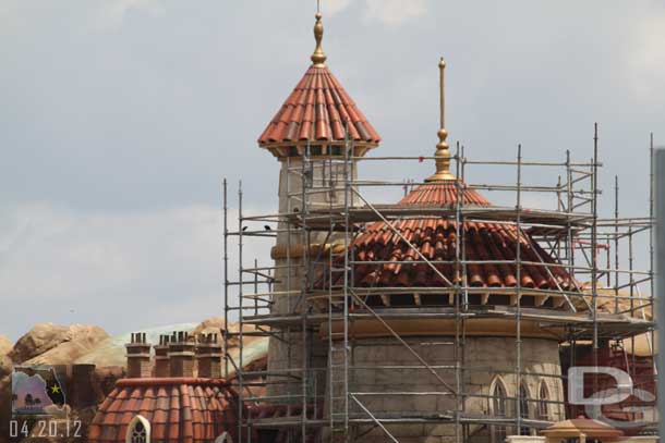 Prince Erics castle is nearing completion at the entrance to the Little Mermaid attraction.