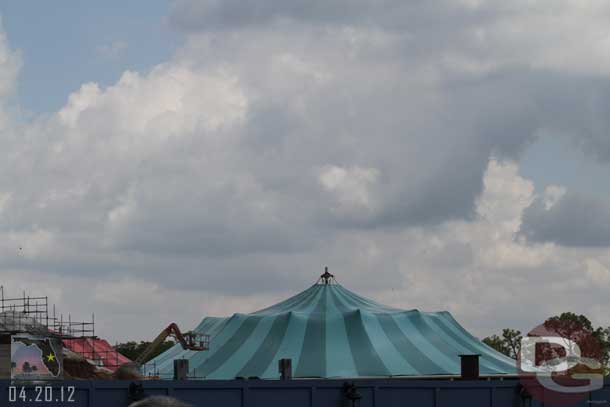 The two tents now are brightly colored.