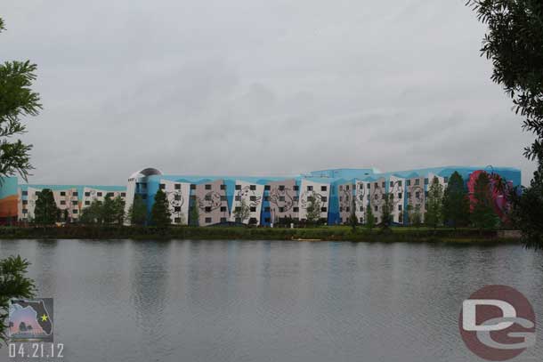 I start off this morning with a couple quick shots across the lake at the Art of Animation Resort (I did not know that in a few days I would be treated to a great preview of it).