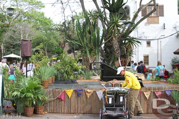 A stage is set up in the middle of Harambe.