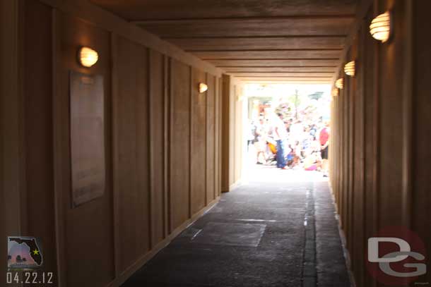 A random shot of the tunnel on Main Street since the scaffolding for the building work sticks out into the street.  Notice how the curb was extended.