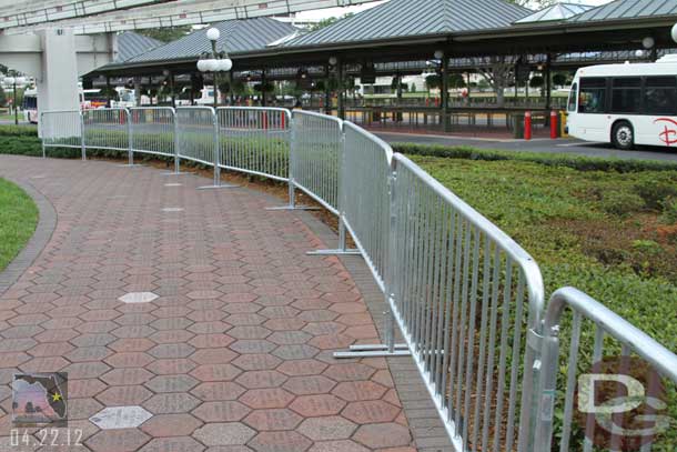 Seems they can come up with a more permanent solution to stop guests from walking across the bus area.  These have been in place for a couple of visits now.