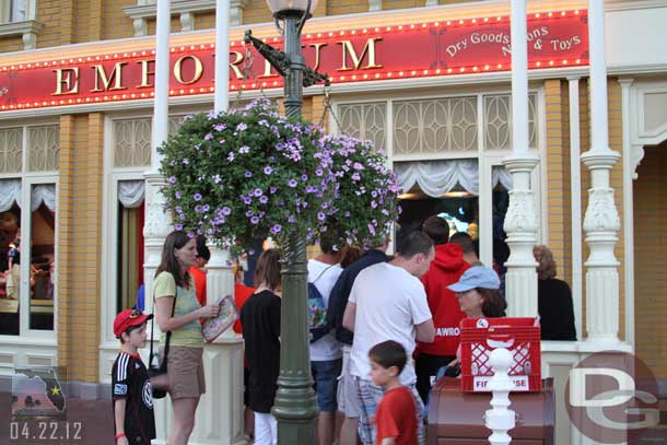 A decent line for the portal on Main Street.