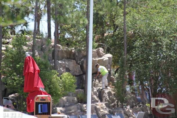 Some work going on in the pool area.  Seemed to be some touch up on the rocks.