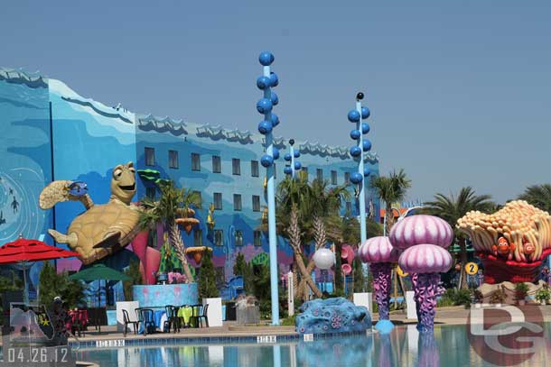 You are immersed into Nemos world with the larger than life characters and elements around the pool.