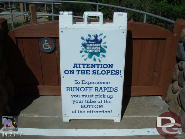 Off the chair lift and exploring the top of the mountain.  The handicap access to the Runoff Rapids on the back side.