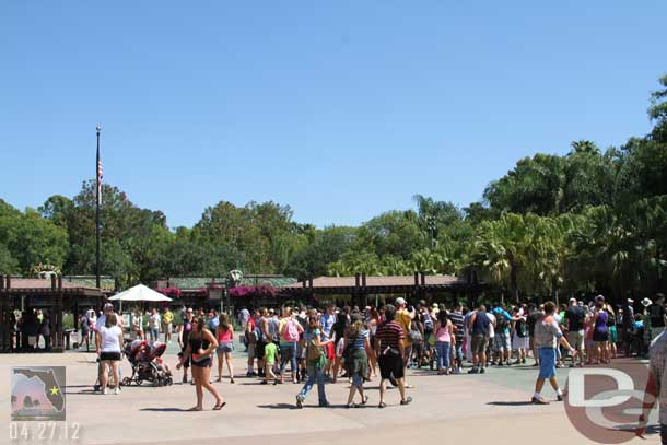 After a stop at Pop Century for showers it was off to the Animal Kingdom.  The park entrance was fairly crowded this late morning.