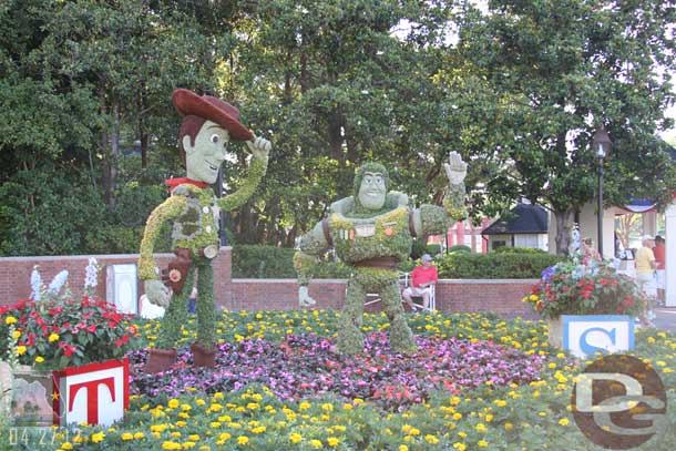 Woody and Buzz near the American Adventure.