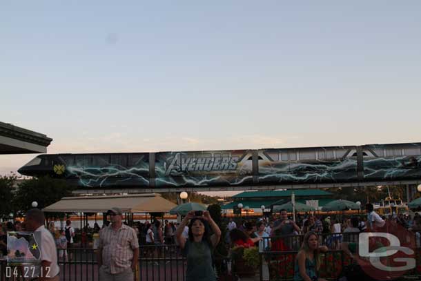 The Avenger monorail going by.