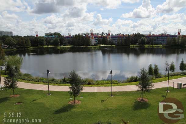 A look across the lake at Pop Century.  It felt weird to be on this side of the water after all the years of taking pictures of these buildings from that side.