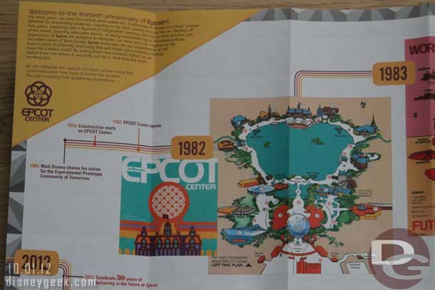 A closer look around the timeline featuring past maps of the park.