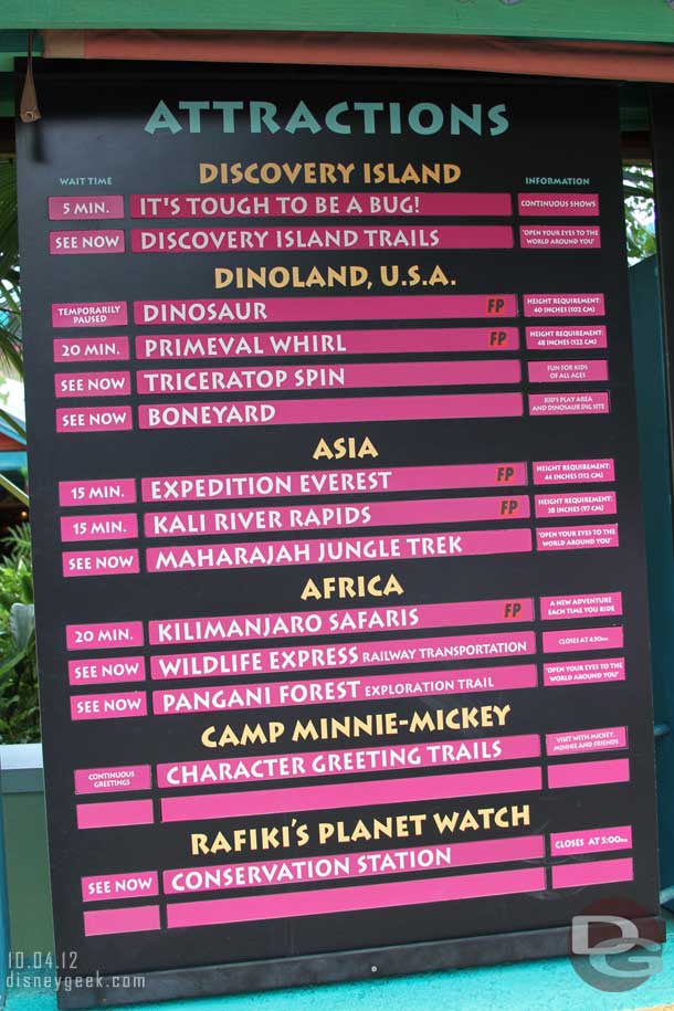 Wait times as we were heading out around 11:15am.