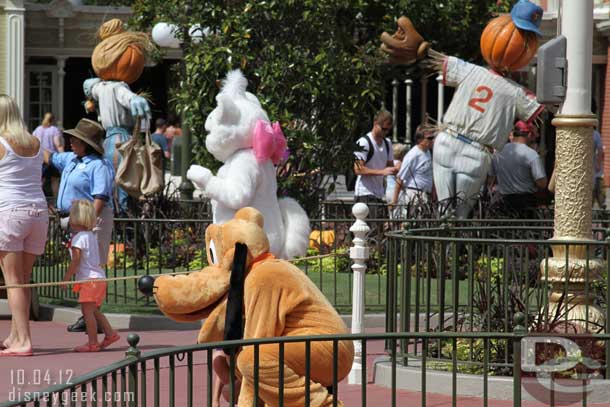 Noticed Marie on Main Street (usually only saw her out at France in EPCOT, also kind of funny she is paired with Pluto).