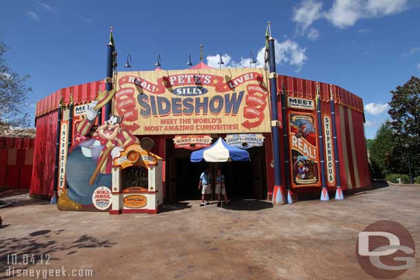 Petes Silly Sideshow opened earlier today.  This is the last piece of the Storybook Circus section.