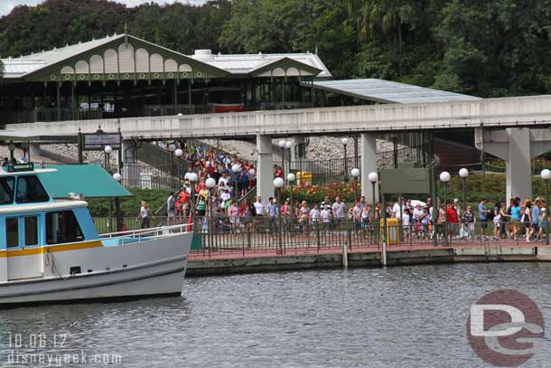 The masses arriving by Monorail.