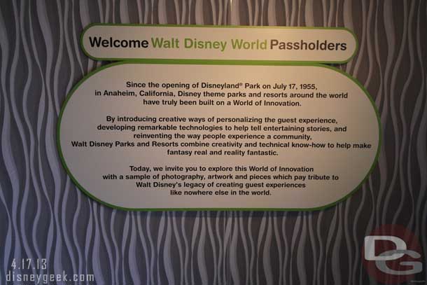 spanning the two sets of doors (right when you walk in was a great set of displays.  Here is a sign describing it.