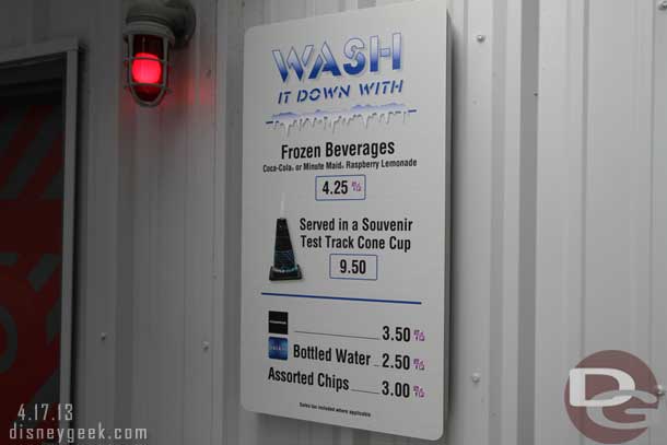 The Car Wash has Test Track Cone Cups..  look familiar to all you Cars Land fans?