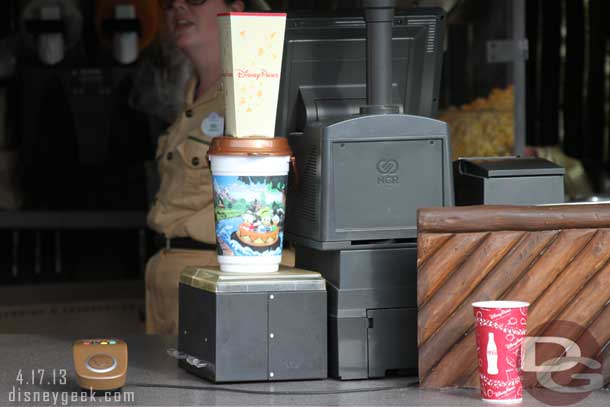 The popcorn buckets.. also notice the new tap to pay device.  These are on just about all registers now.