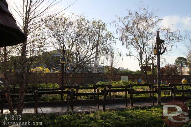 Behind those walls is the Seven Dwarfs Mine Coaster.