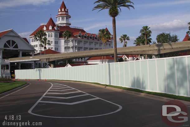 Walls along the main driveway as they work on the landscaping and integration of the DVC wing.