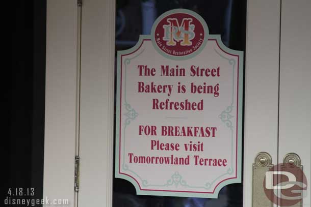 While the work is going on they have breakfast available in Tomorrowland.