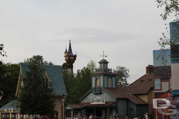 Approaching Fantasyland from Liberty Square.  The Tangled Tower looks odd but not too distracting I guess.