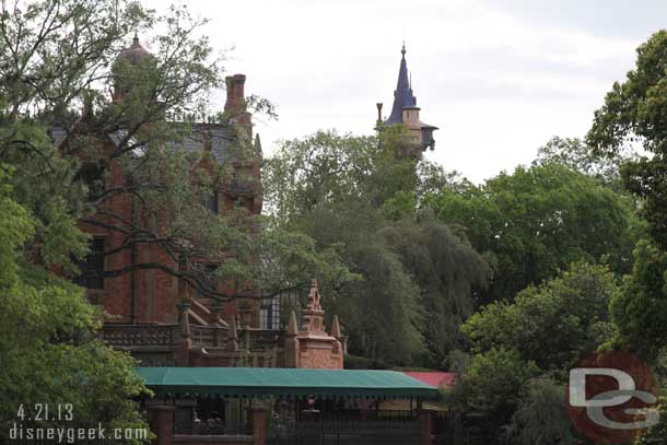 The Tangled Tower looks a little out of place next to the Haunted Mansion but not too bad.