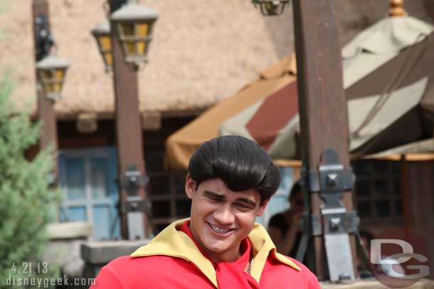 Gaston was out near his tavern for pictures.