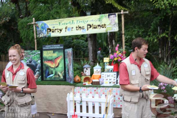 They opened the gates after a brief announcement and welcome.  Inside a party for the planet table that I glanced toward as I headed for Discovery Island and a spot for the opening ceremony.  This looked to be about the same as previous years.