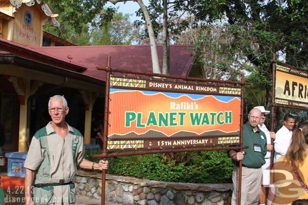 The banners representing the areas of the park.