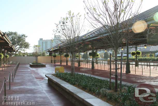 The new bus stop areas are open but final work was still being done.  There were 34 stops numbered.