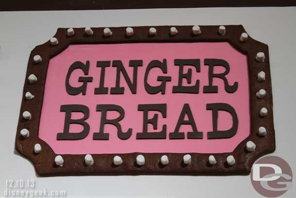 A closer look at the gingerbread stand.