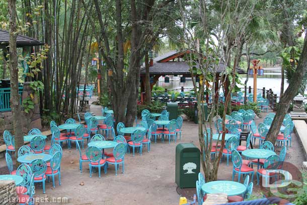 Walked through the Flame Tree seating area.