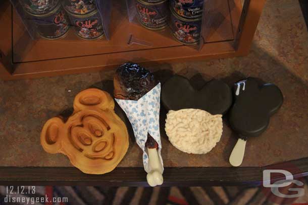 Toys of Disney food items.  They seemed almost the correct scale too except for the turkey leg which was smaller than the real one.  Was joking you could buy the air freshener scent and have it smell like the real thing too.