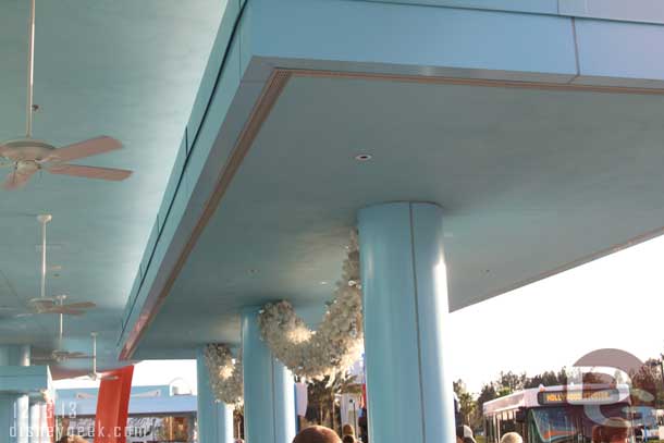 I stopped by the Art of Animation Resort to check out the Christmas decorations.  Some garland at the bus stops.