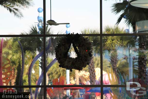 Just some wreaths on the far windows.