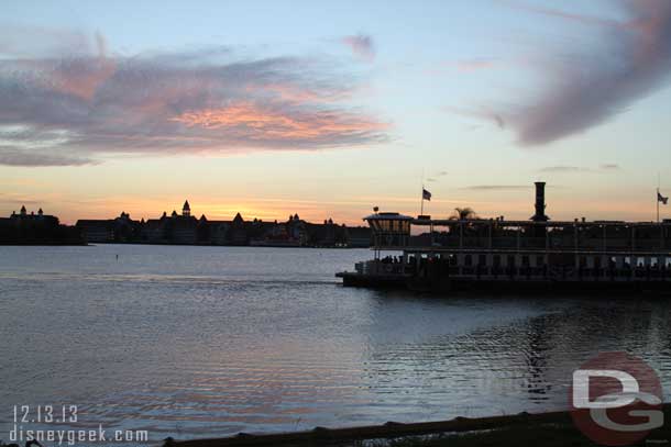 The sun setting behind the Grand Floridian.