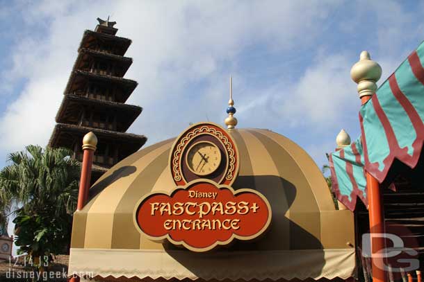 Fastpass+ is now at quite a few attractions.  Here is the signage for the flying carpets.