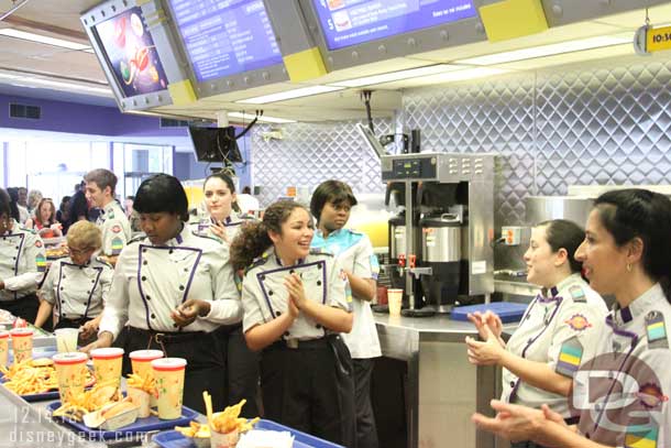 Ended up at Cosmic Rays and the cast members were really into greeting and singing for kids with birthday buttons on.  Cool for the kids but my food was getting cold.